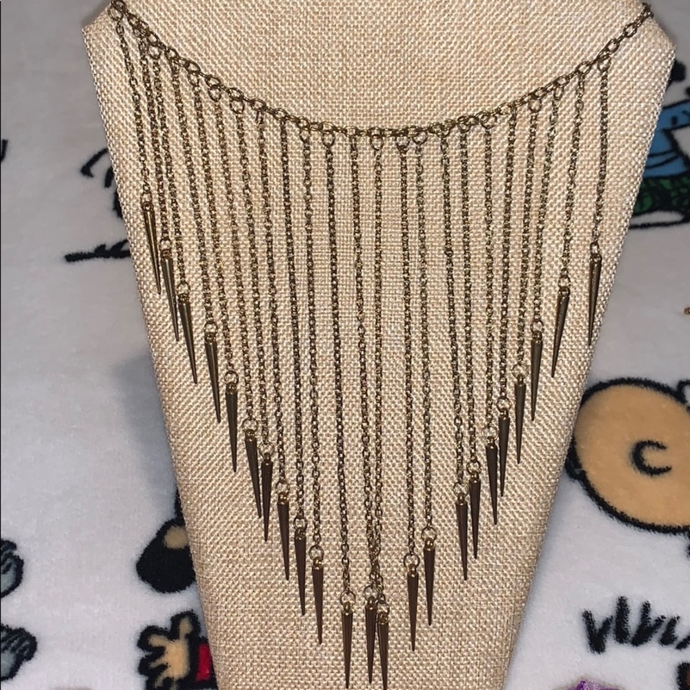 Gold Waterfall kingdom warrior trendy necklace NWT - Picture 9 of 9